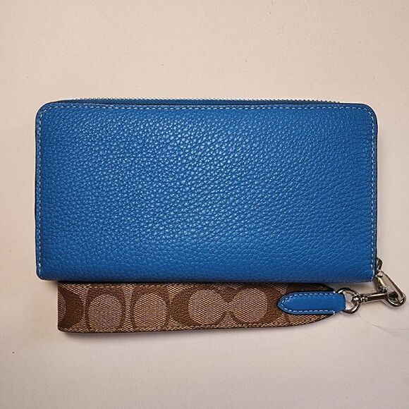 NWT COACH CK427 LONG ZIP AROUND WALLET WITH STRAP Racer Blue - Picture 2 of 4